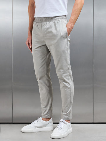 Tailored Drawstring Chino Trouser in Stone