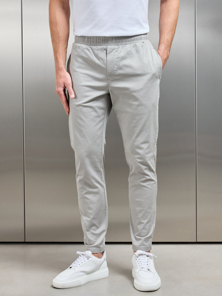 Tailored Drawstring Chino Trouser in Stone