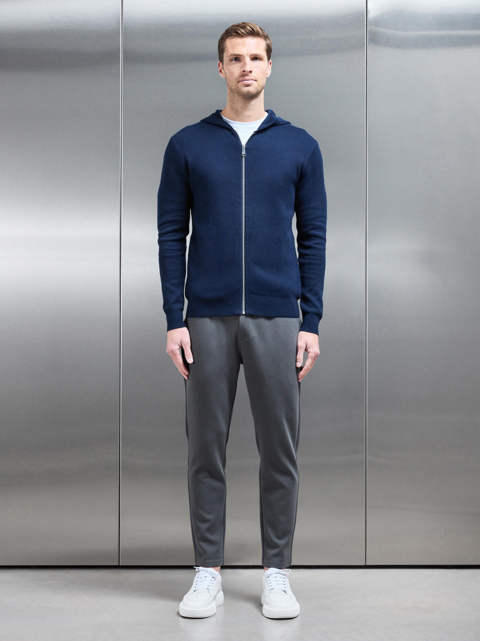 Tailored Interlock Chino Trouser in Grey