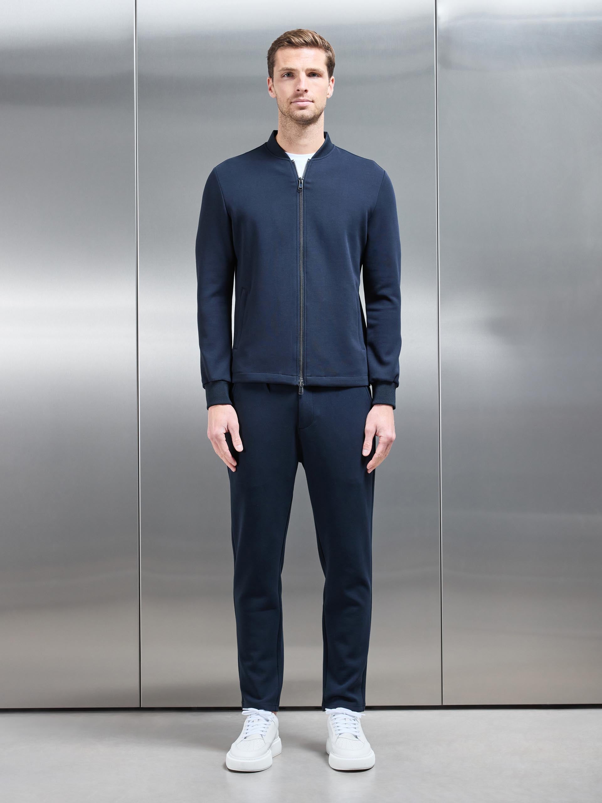 Tailored Interlock Chino Trouser in Navy