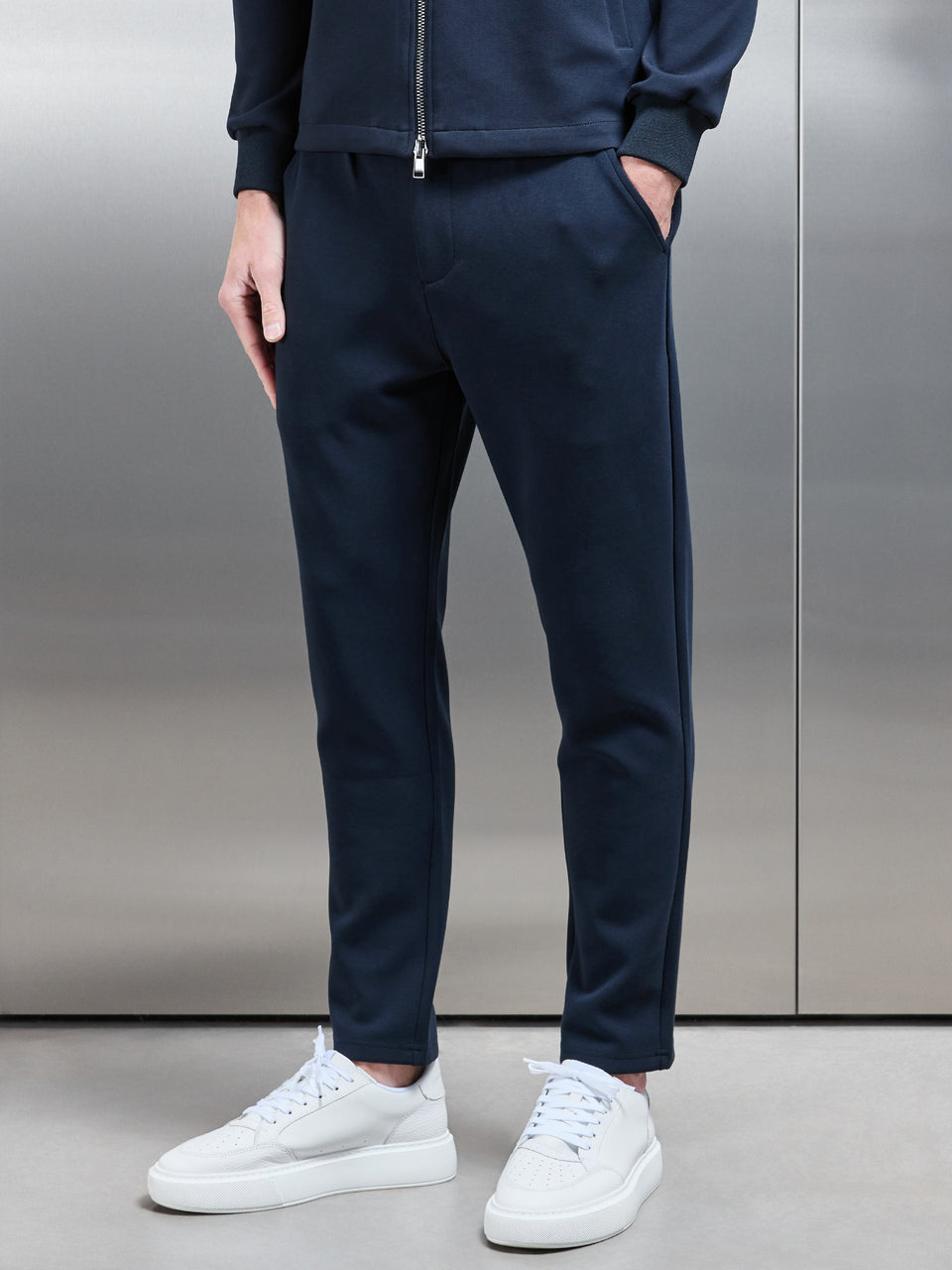 Tailored Interlock Chino Trouser in Navy