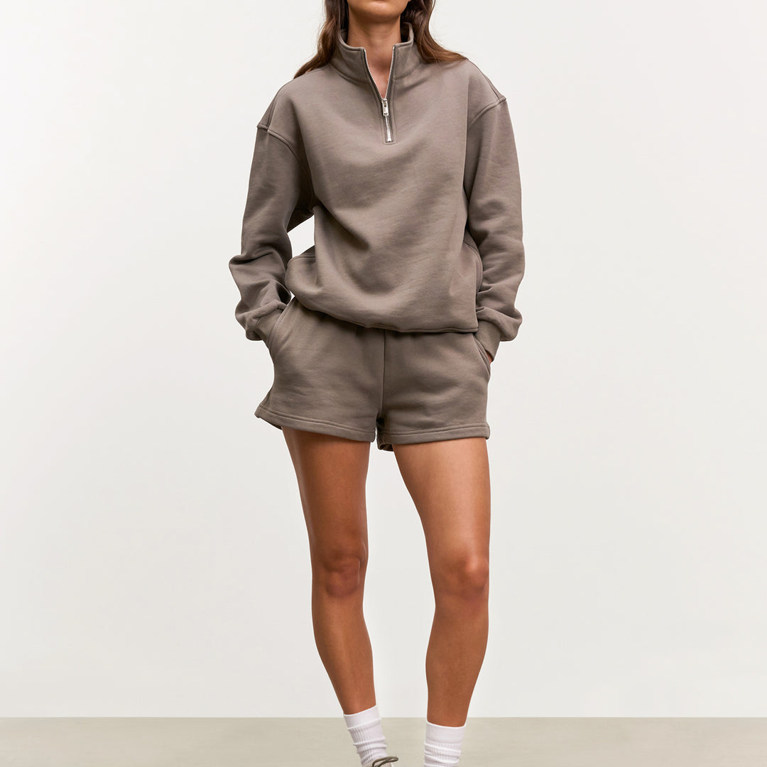 Womens Relaxed Jersey Short in Taupe