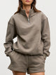 Womens Relaxed Jersey Funnel Neck in Taupe