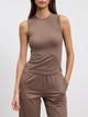 Womens Cotton Modal Round Neck Vest in Taupe