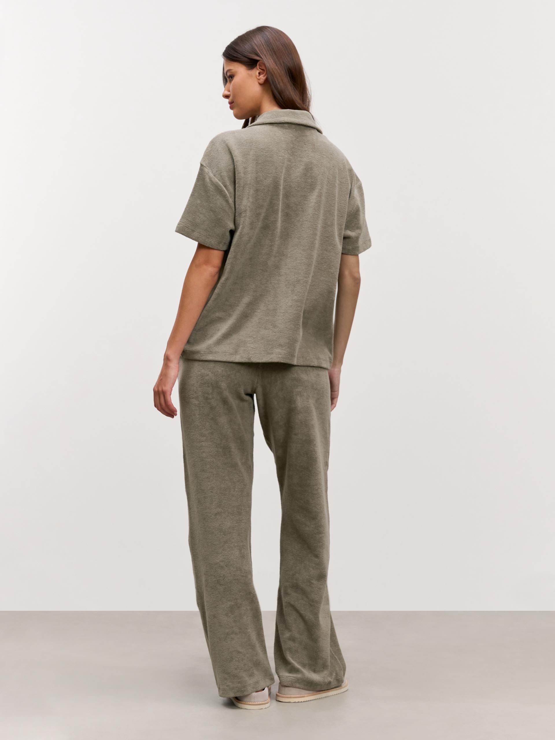 Womens Towelling Trouser in Taupe