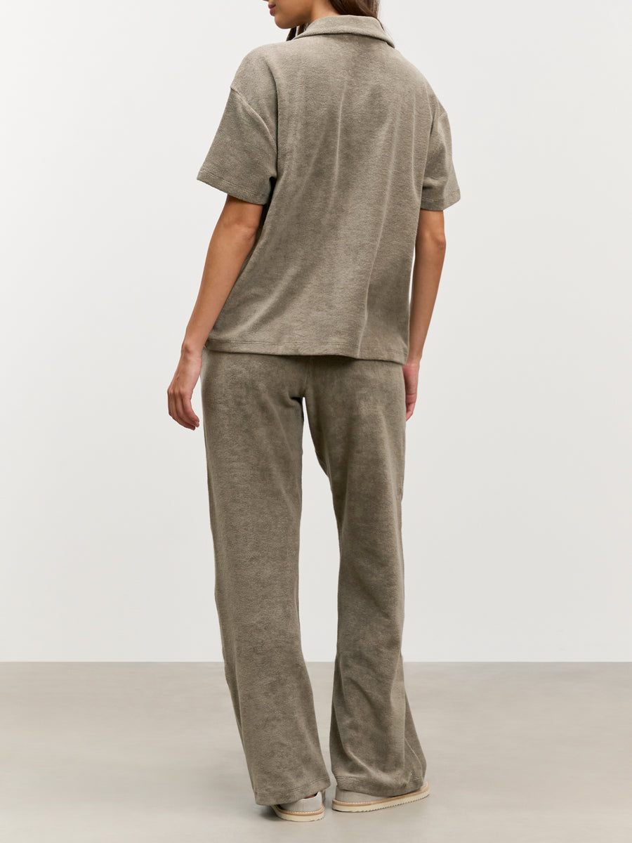 Womens Towelling Trouser in Taupe