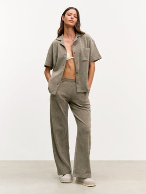 Womens Towelling Trouser in Taupe