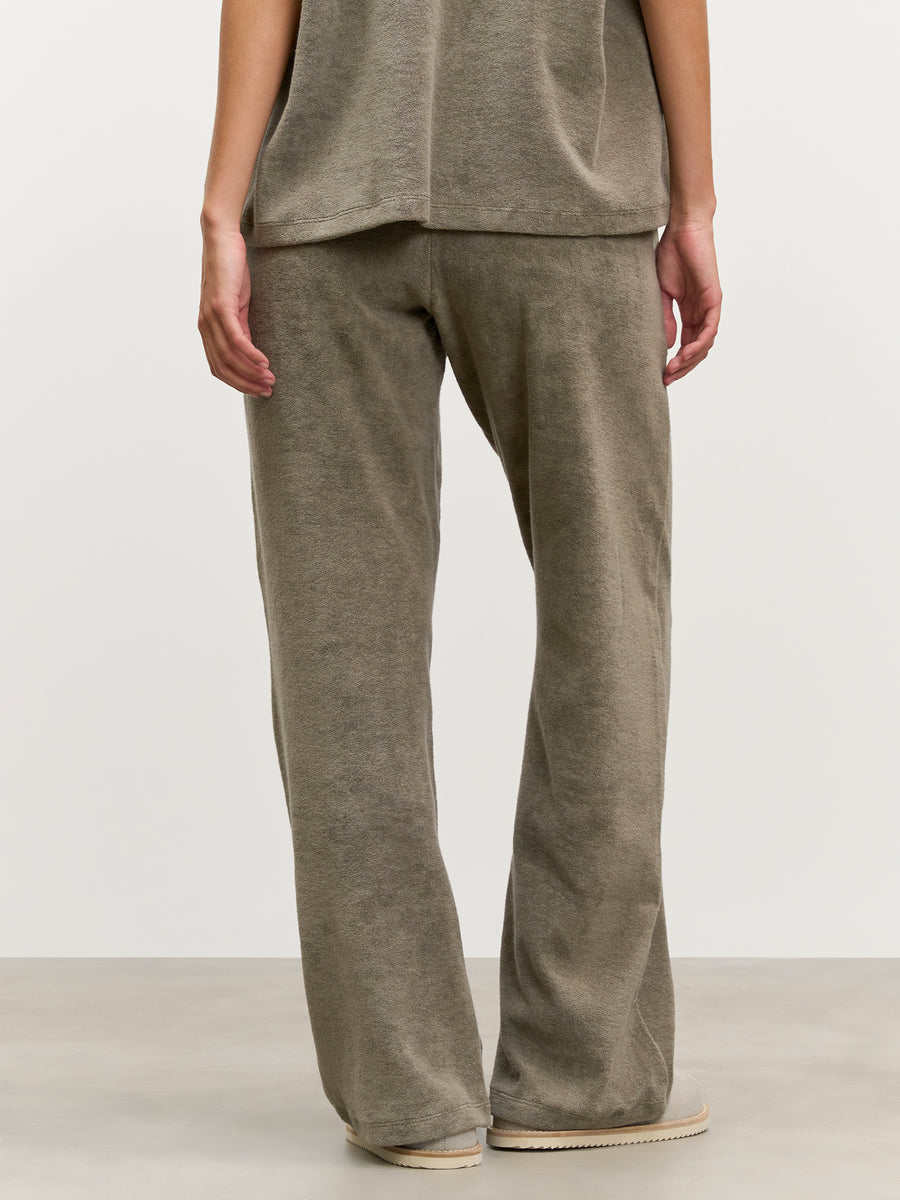 Womens Towelling Trouser in Taupe