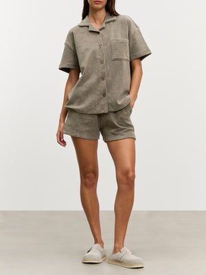 Womens Towelling Short in Taupe