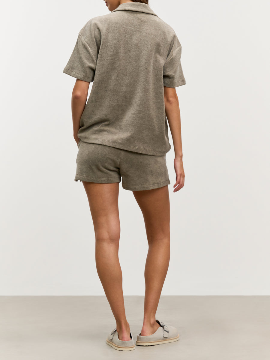 Womens Towelling Short in Taupe