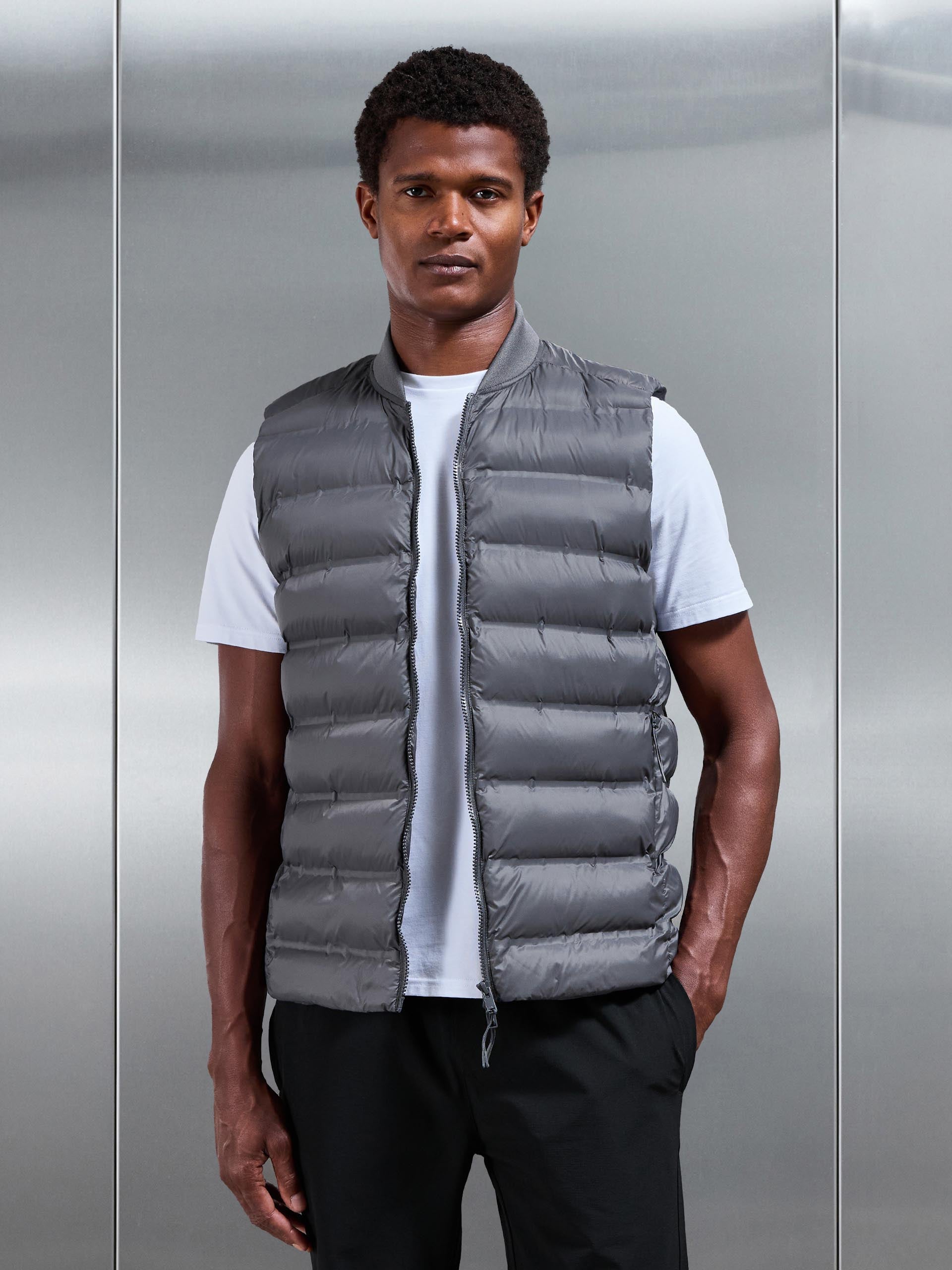 Technical Bomber Gilet in Grey