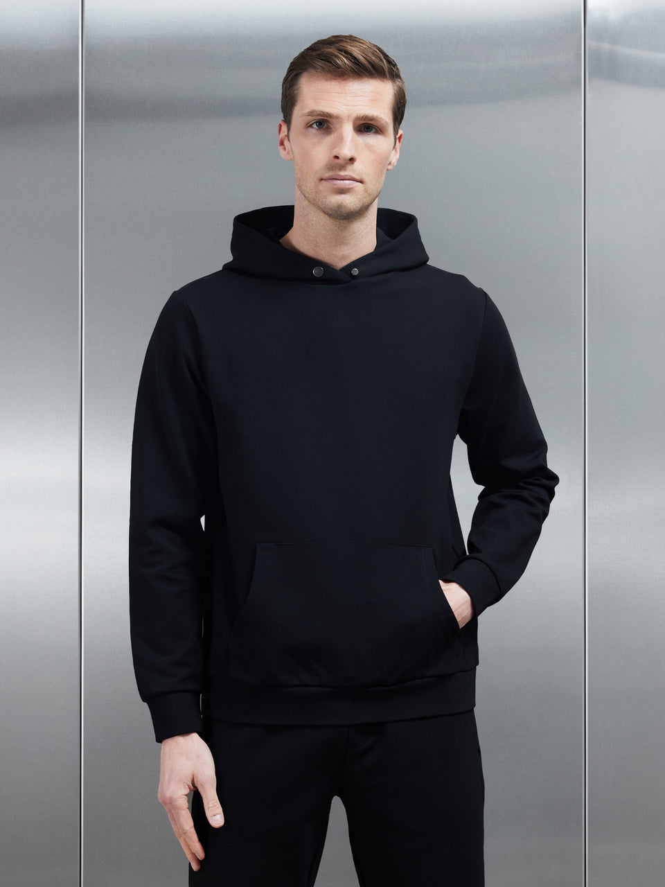Technical Jersey Hoodie in Black