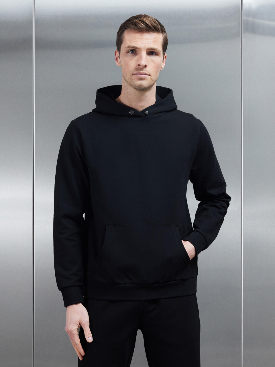 Technical Jersey Hoodie in Black