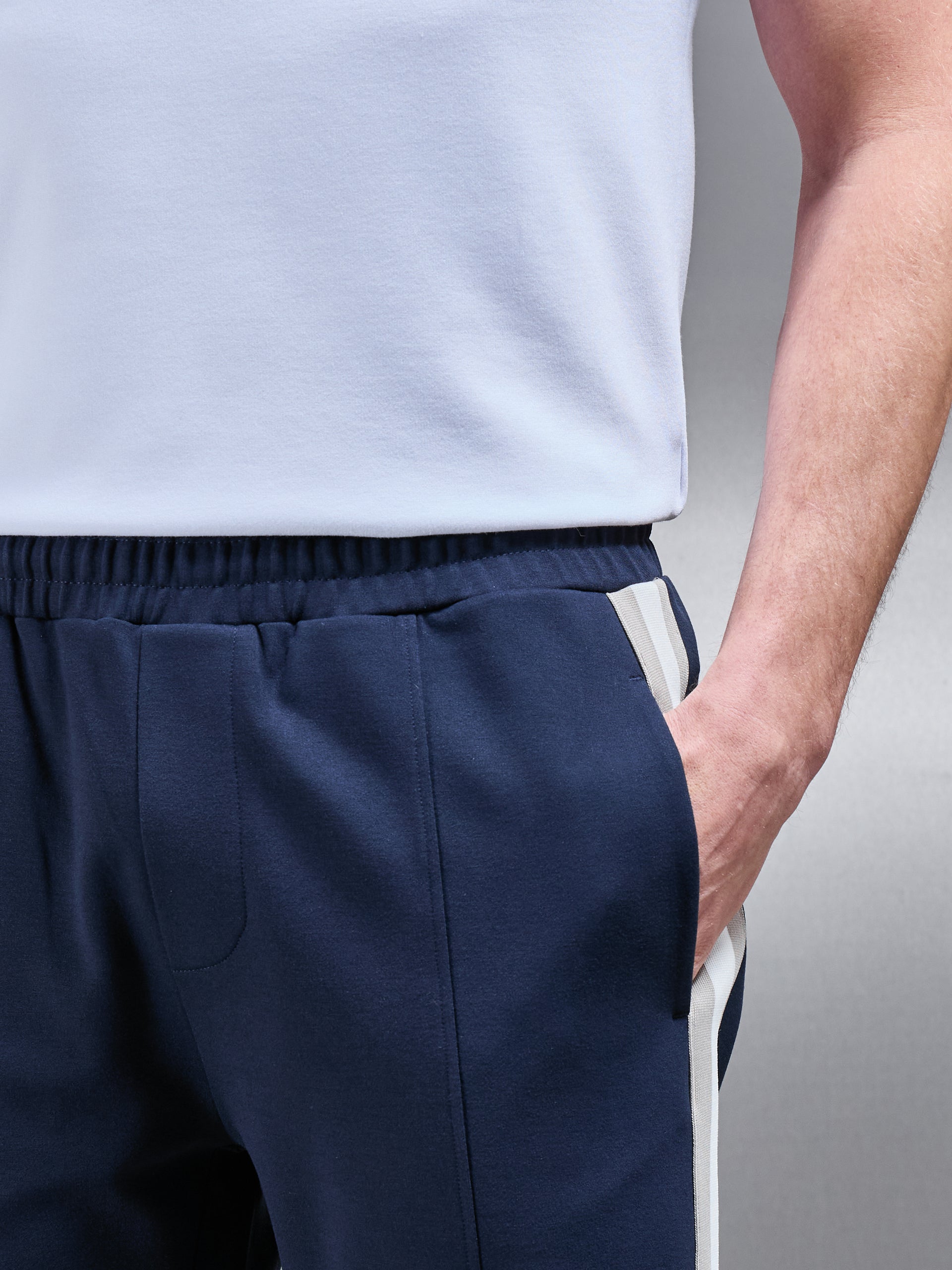 Technical Jersey Side Stripe Short in Navy