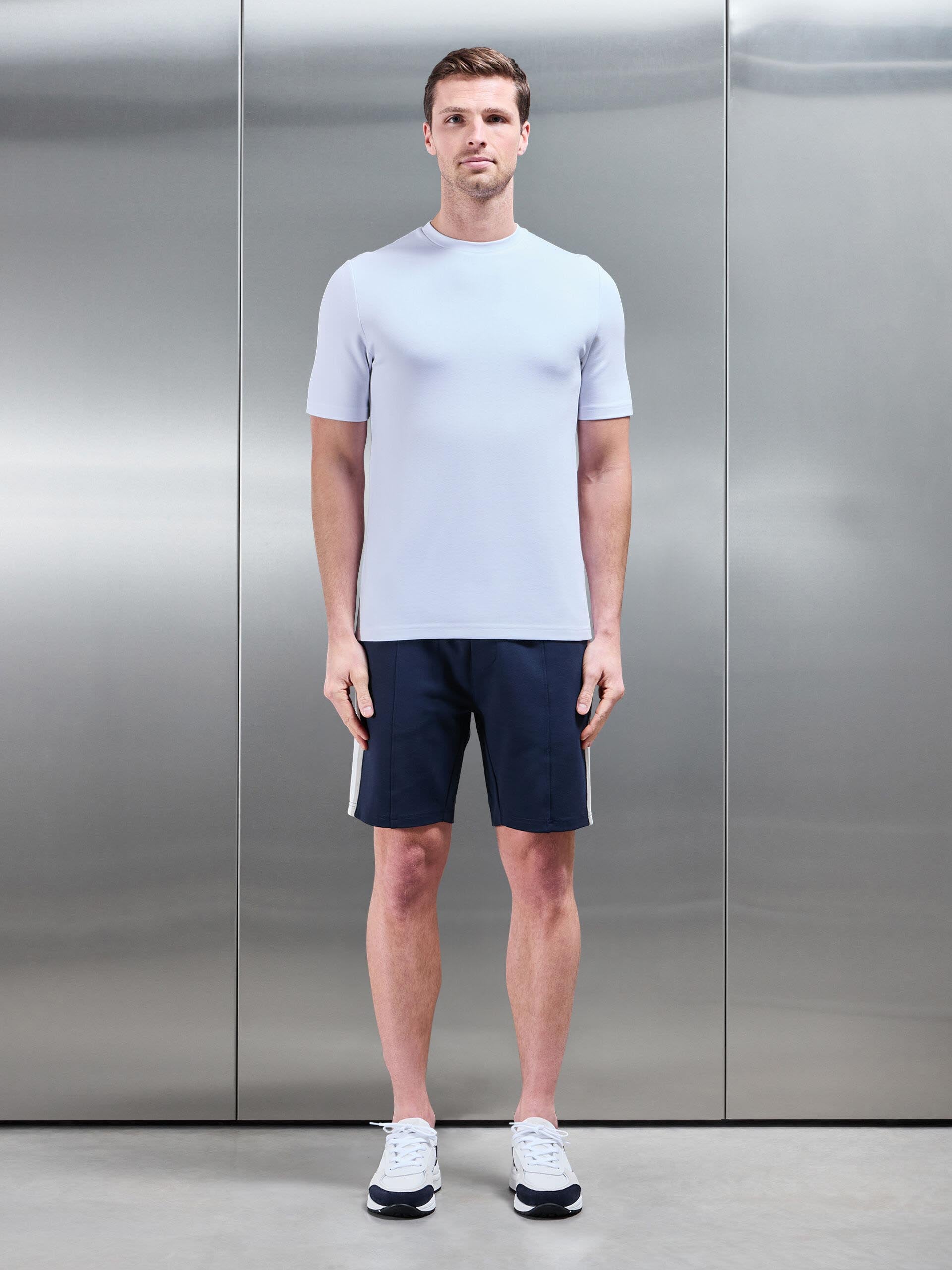 Technical Jersey Side Stripe Short in Navy