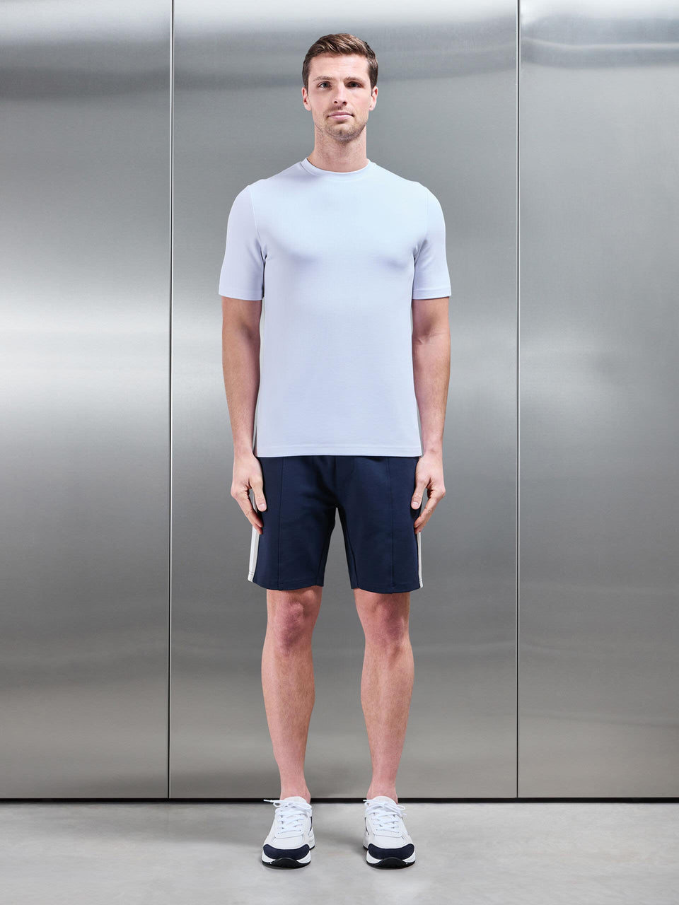 Technical Jersey Side Stripe Short in Navy