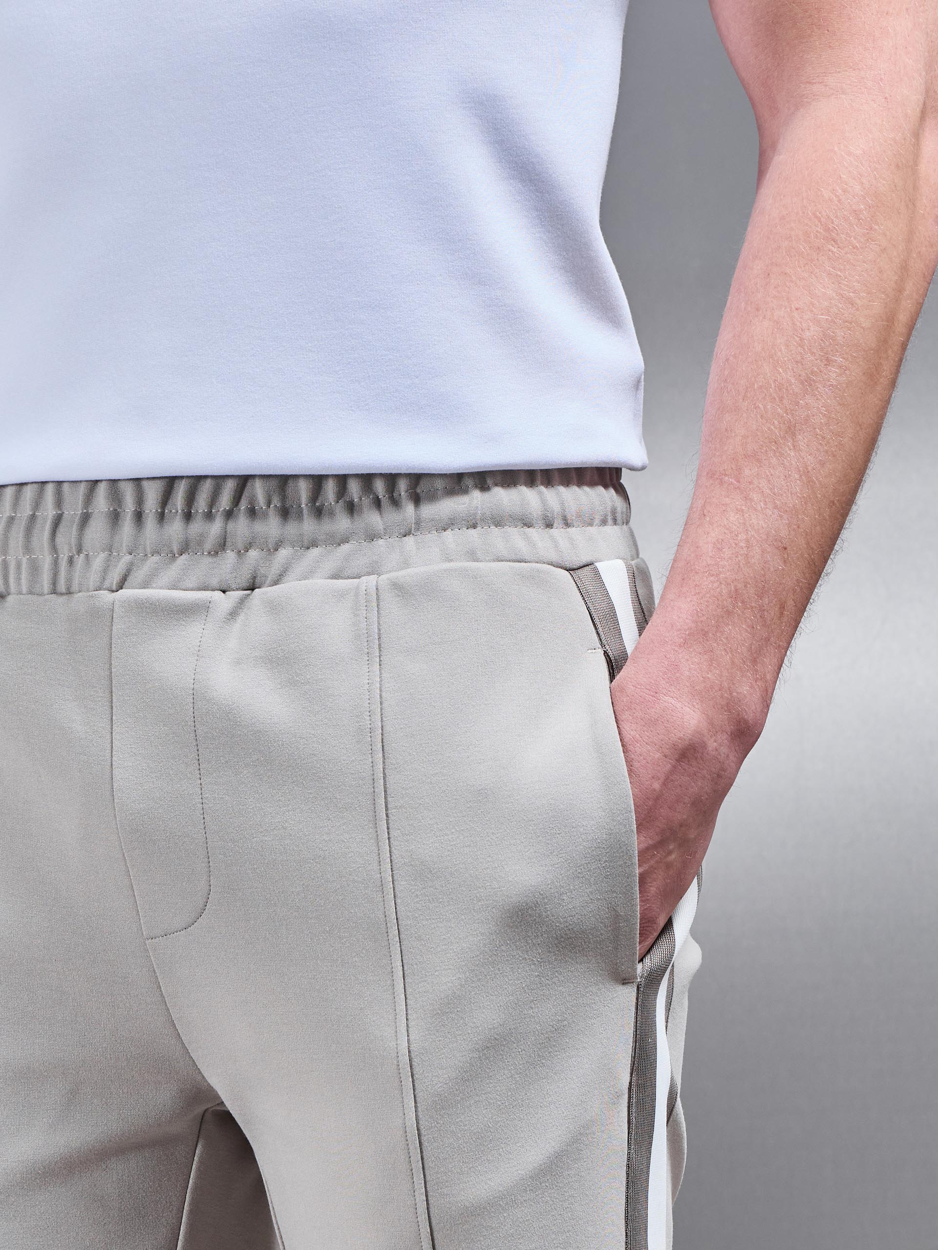 Technical Jersey Side Stripe Short in Stone