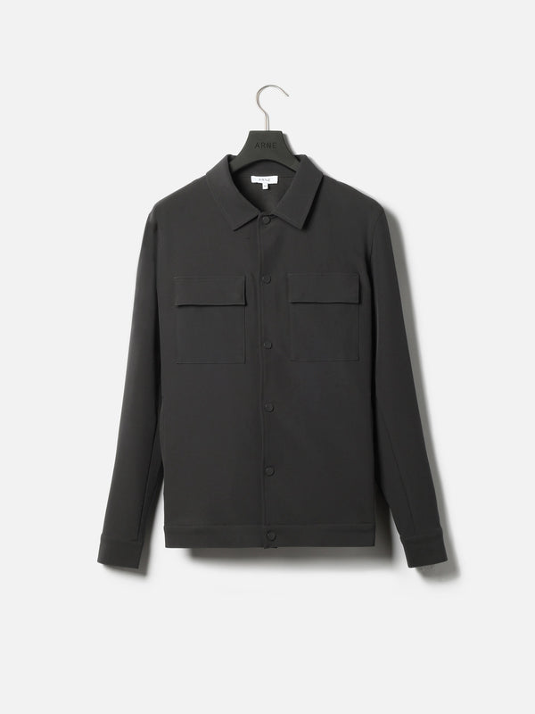 Technical Mid Weight Popper Overshirt in Grey