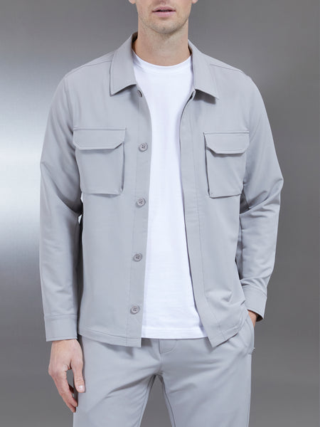 Technical Mid Weight Utility Overshirt in Stone