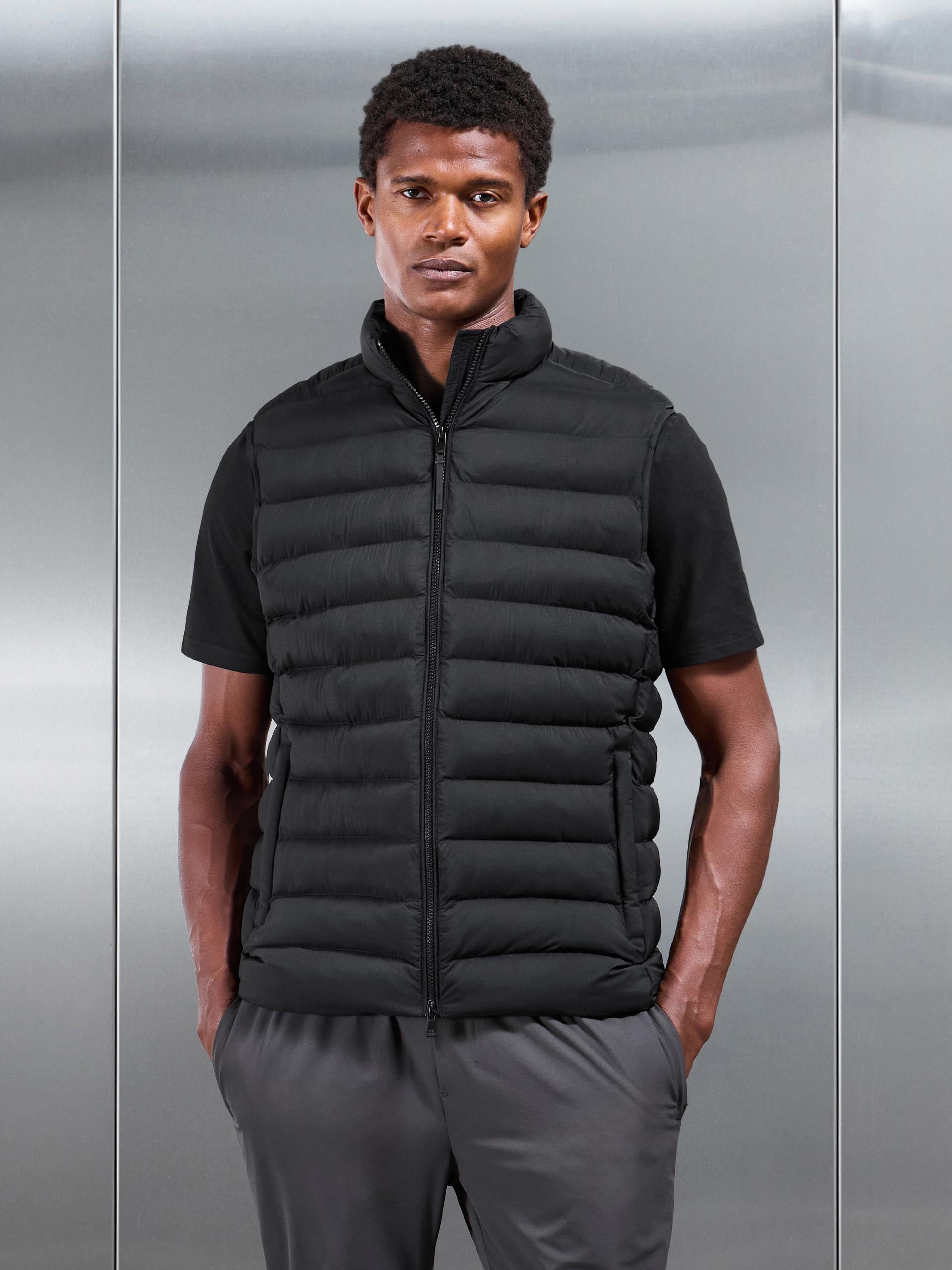 Technical Puffer Gilet in Black