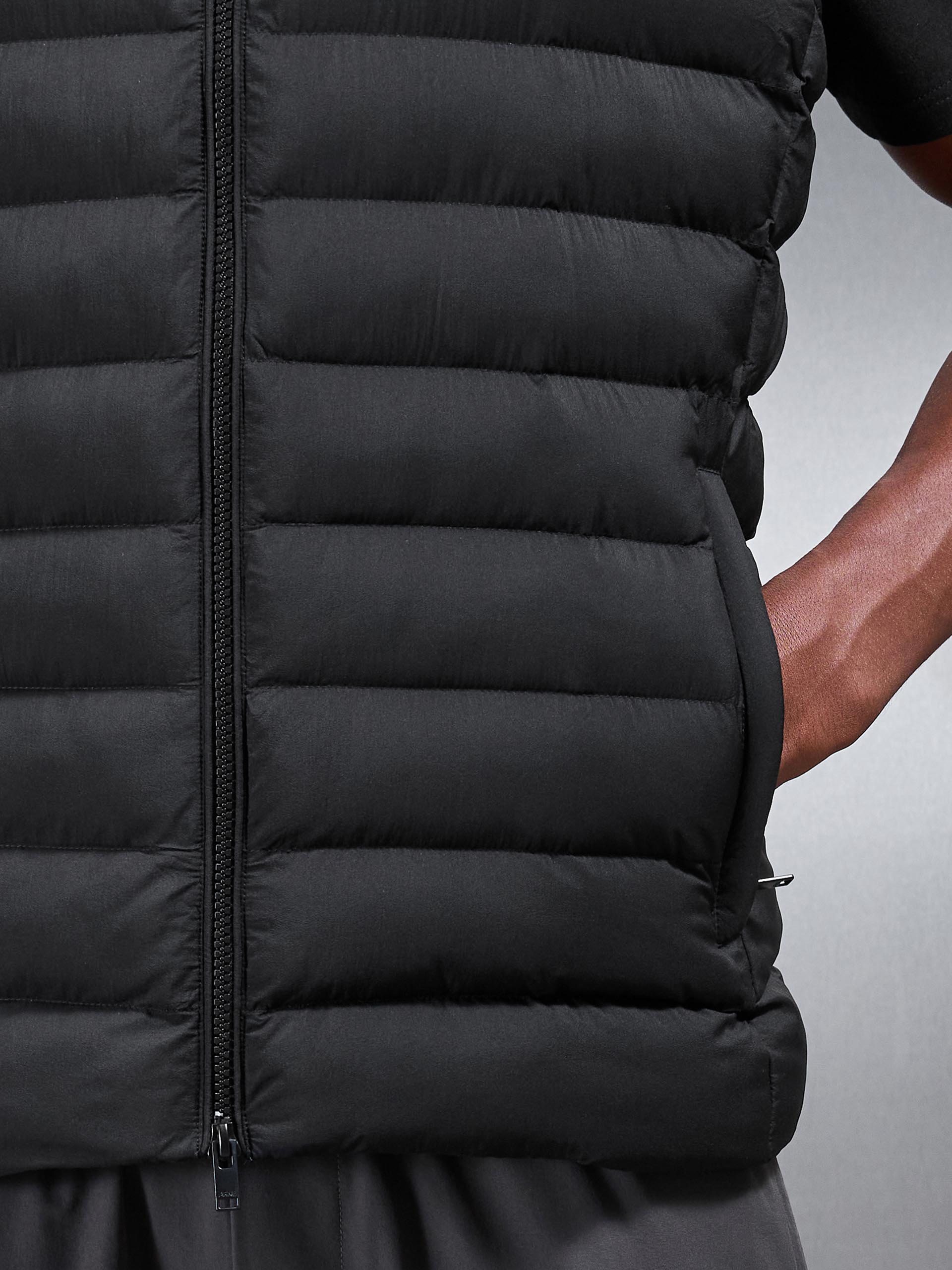 Technical Puffer Gilet in Black