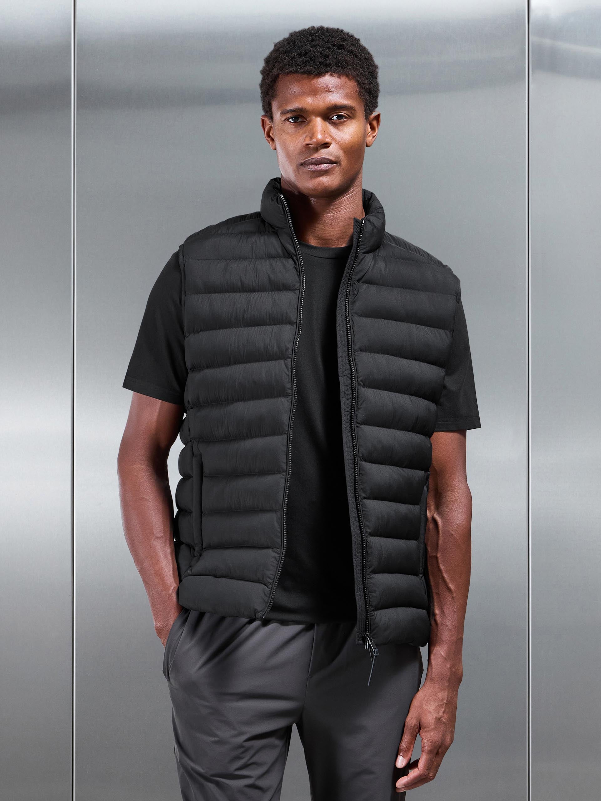 Technical Puffer Gilet in Black