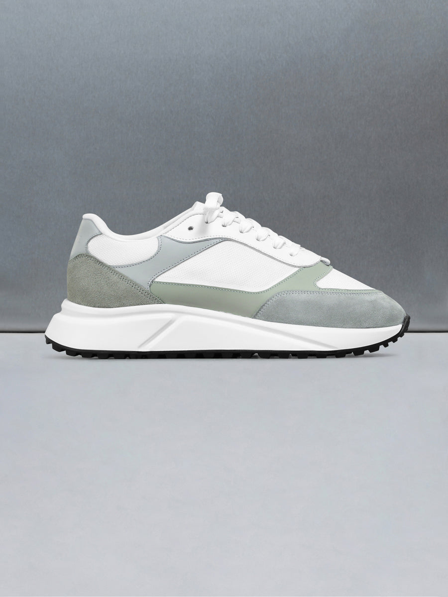 Technical Runner in White Olive