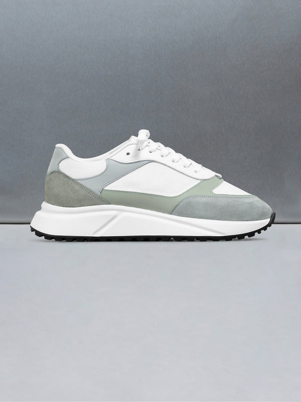 Technical Runner in White Olive