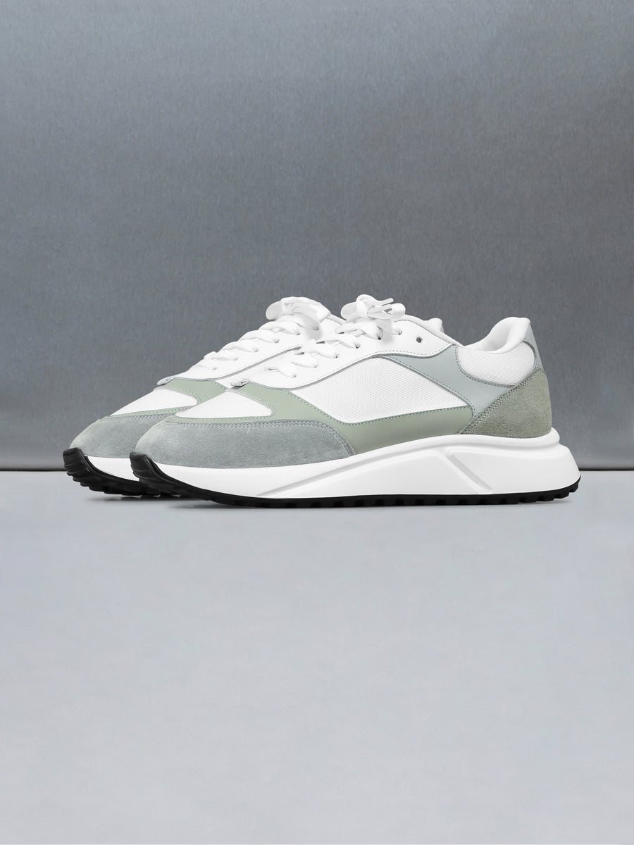 Technical Runner in White Olive