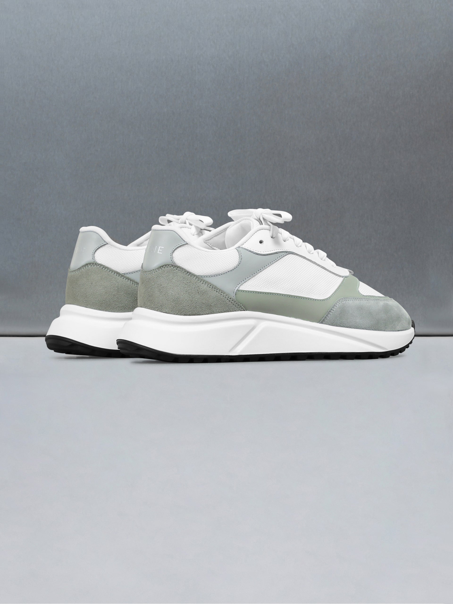 Technical Runner in White Olive