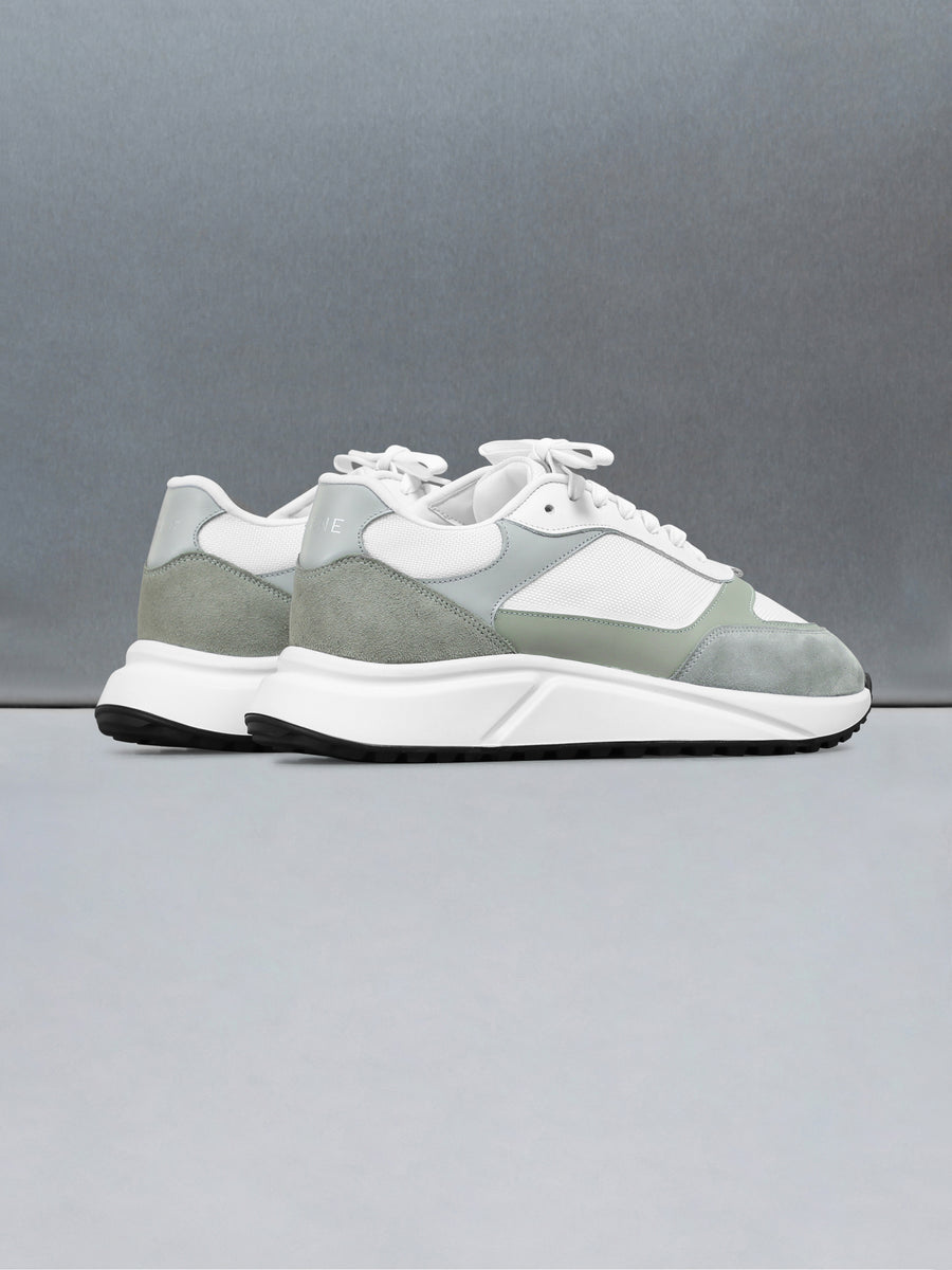 Technical Runner in White Olive