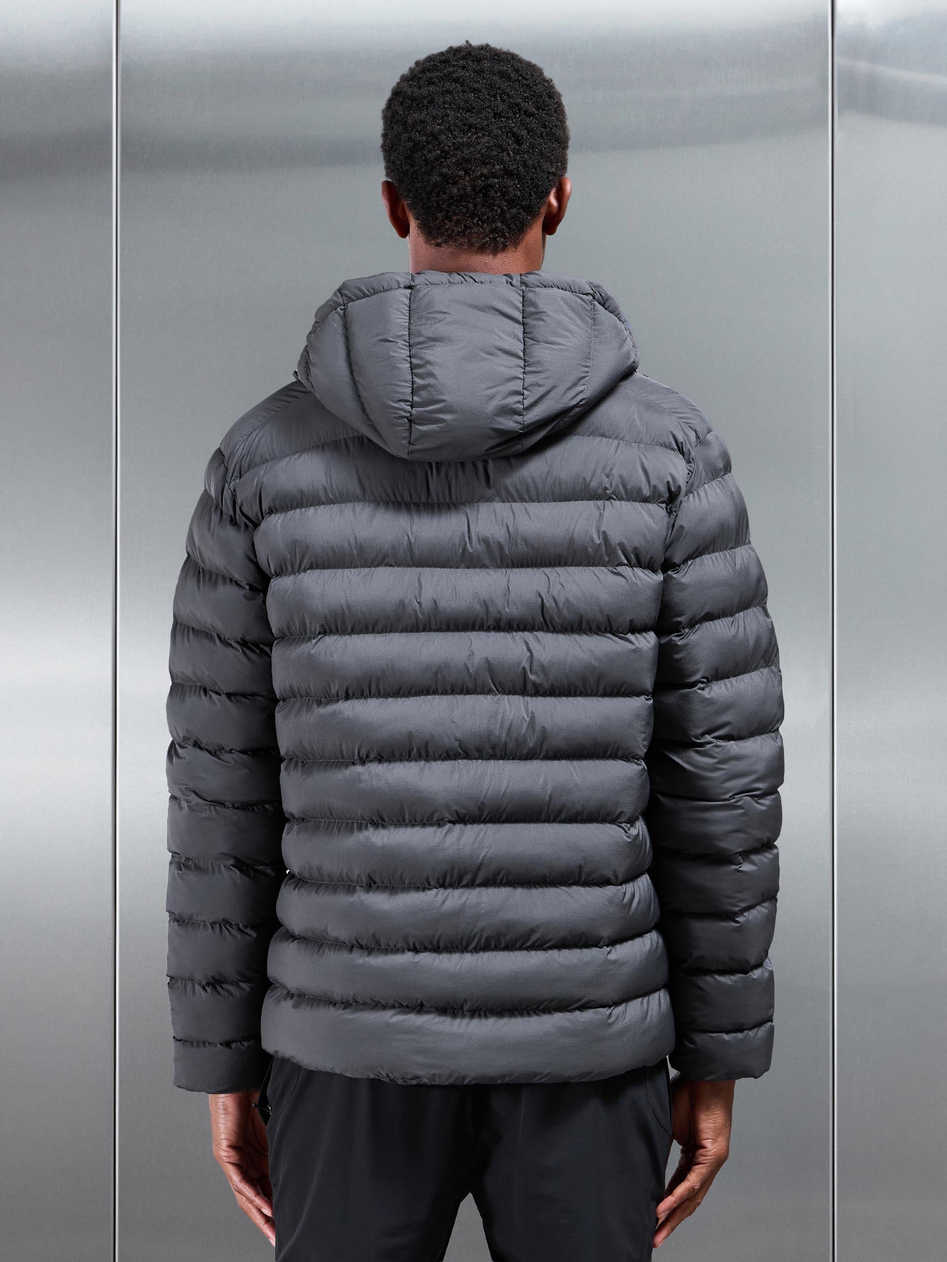 Technical Short Puffer Jacket in Grey