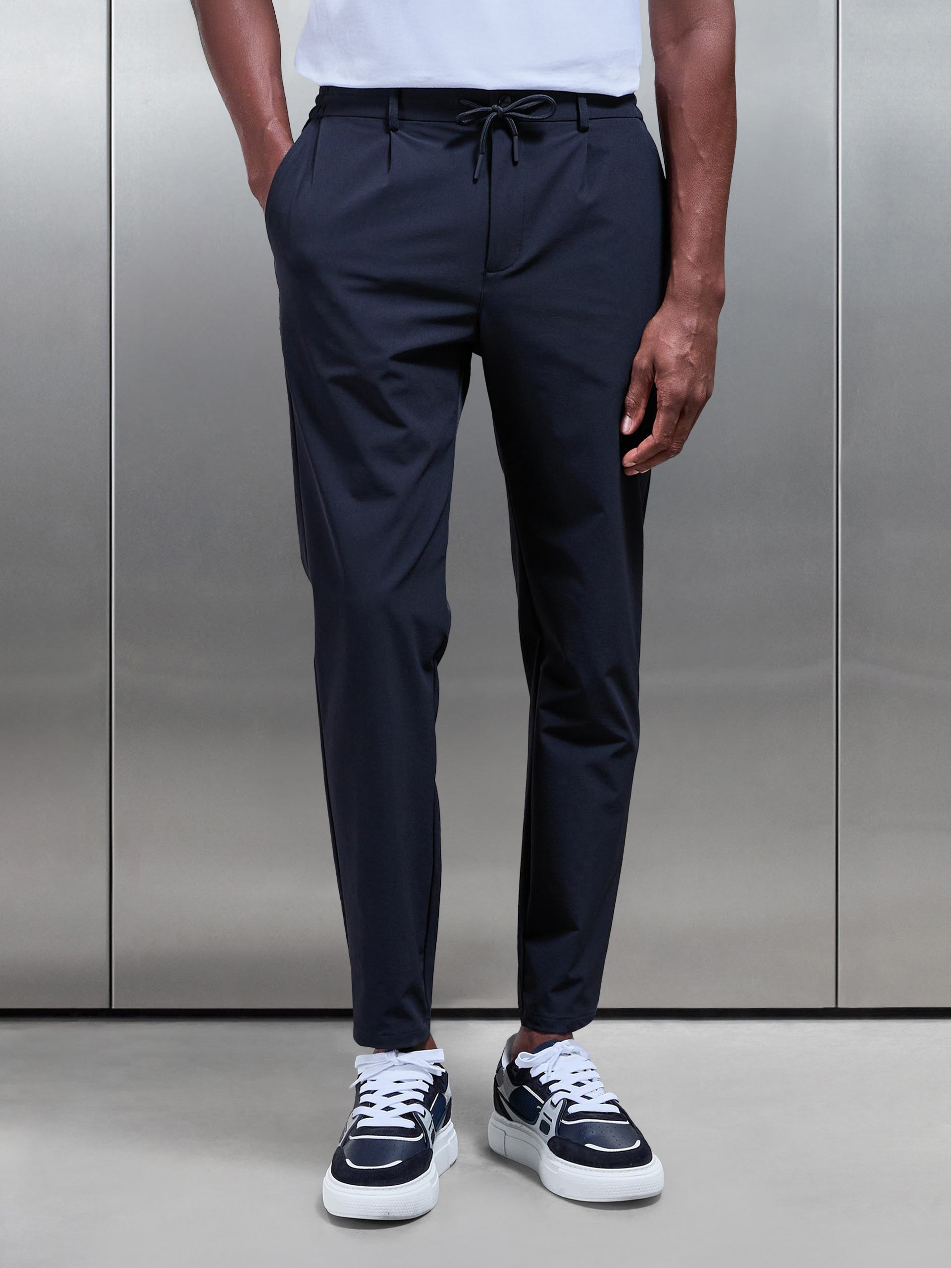 Technical Stretch Chino Trouser in Black