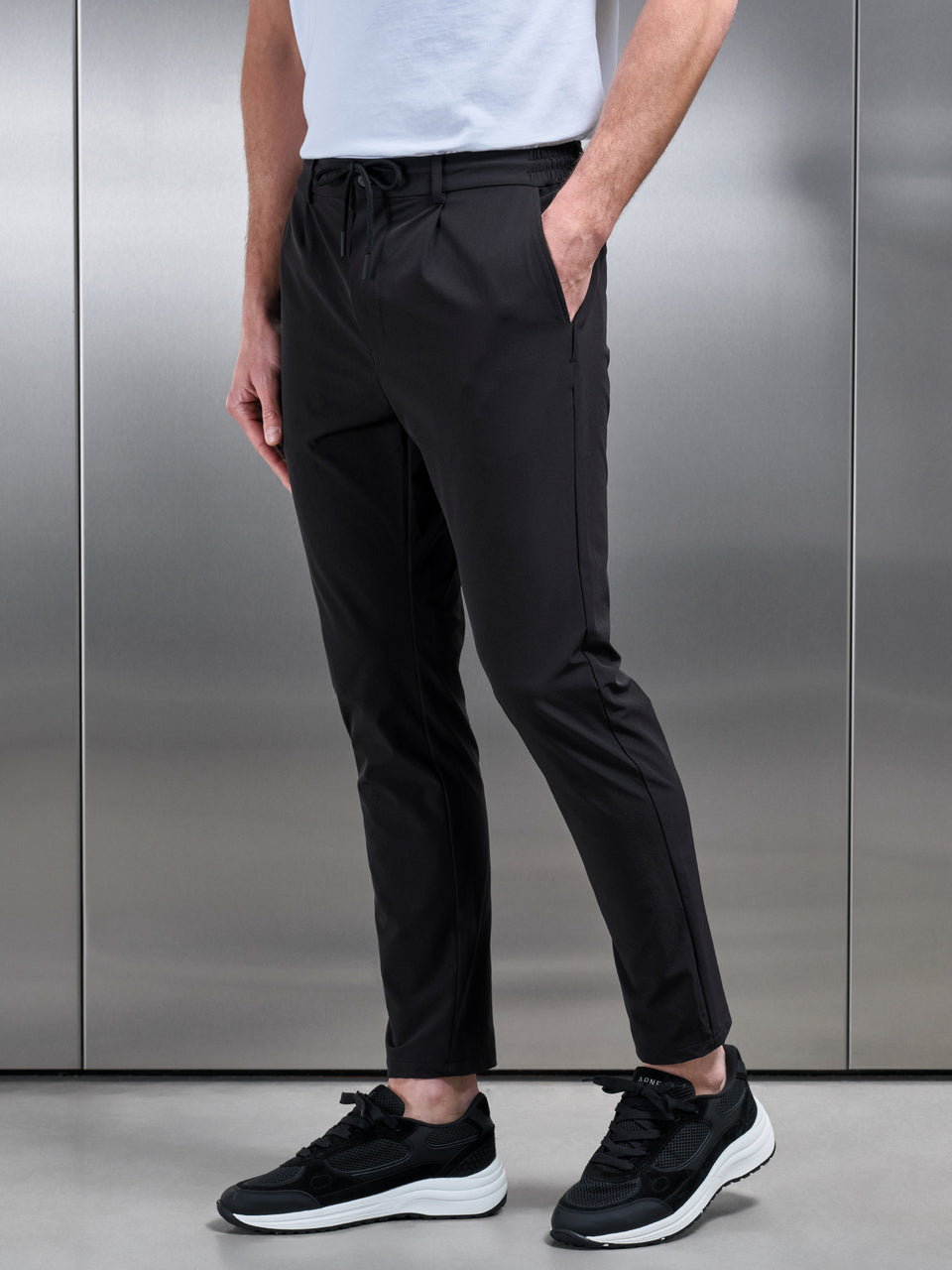 Technical Stretch Chino Trouser in Black