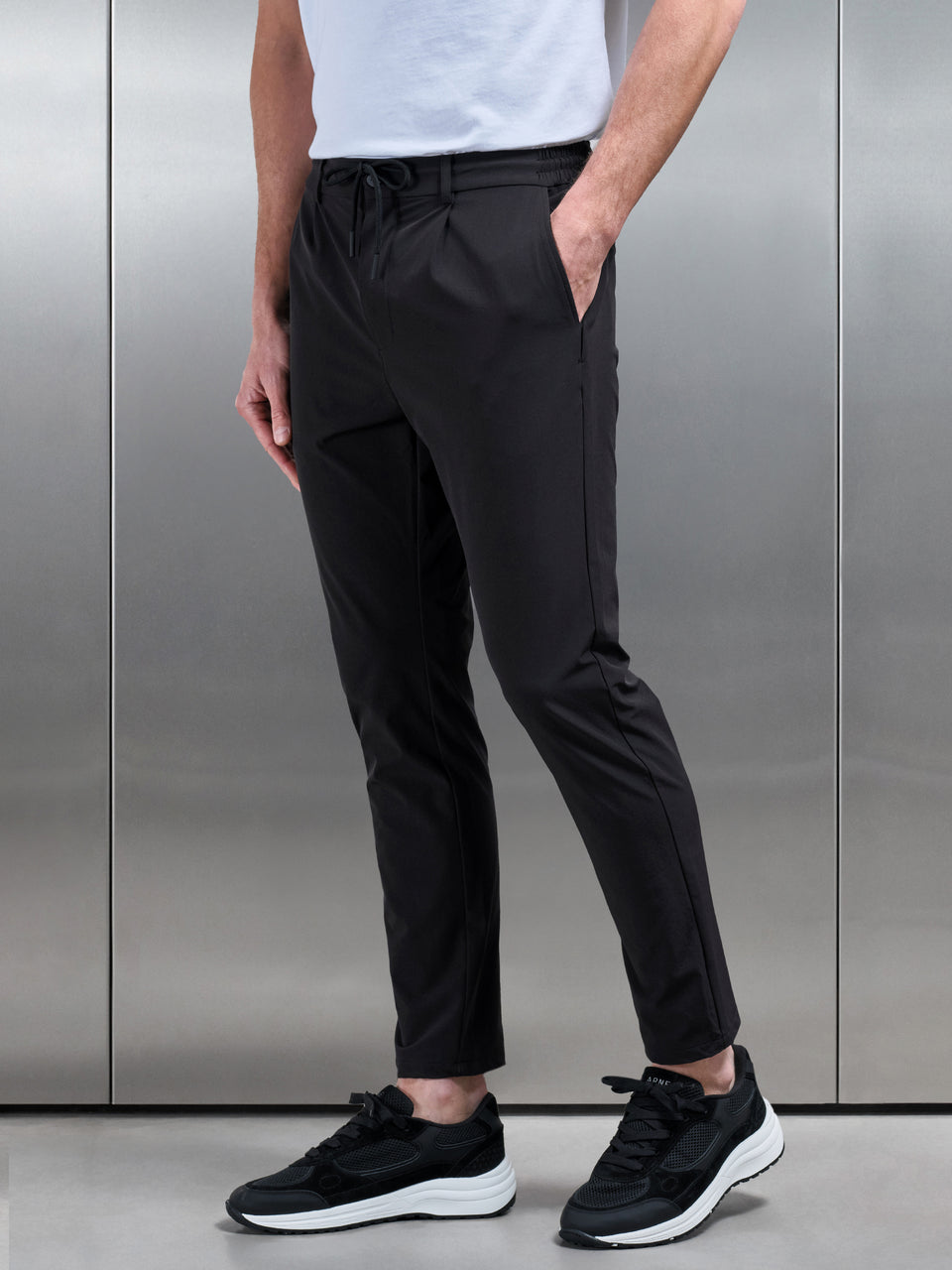 Technical Stretch Chino Trouser in Black