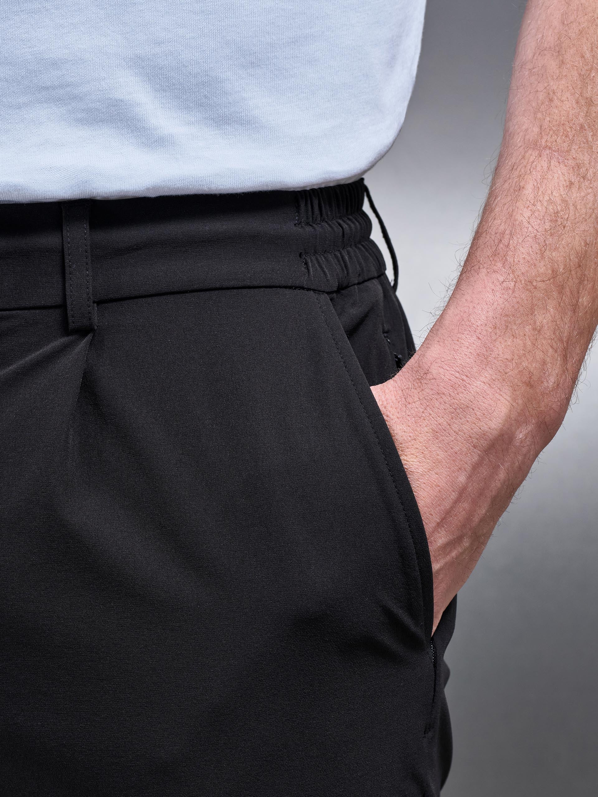 Technical Stretch Chino Trouser in Black