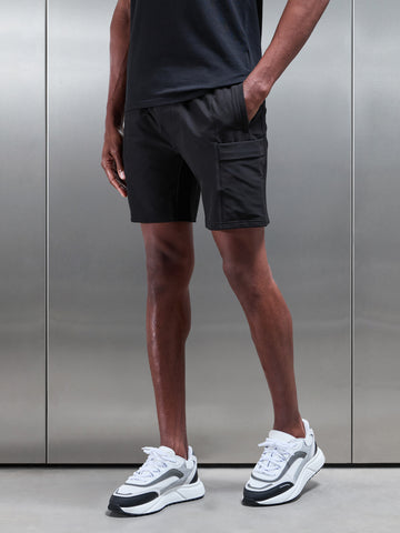 Technical Tailored Cargo Short in Black