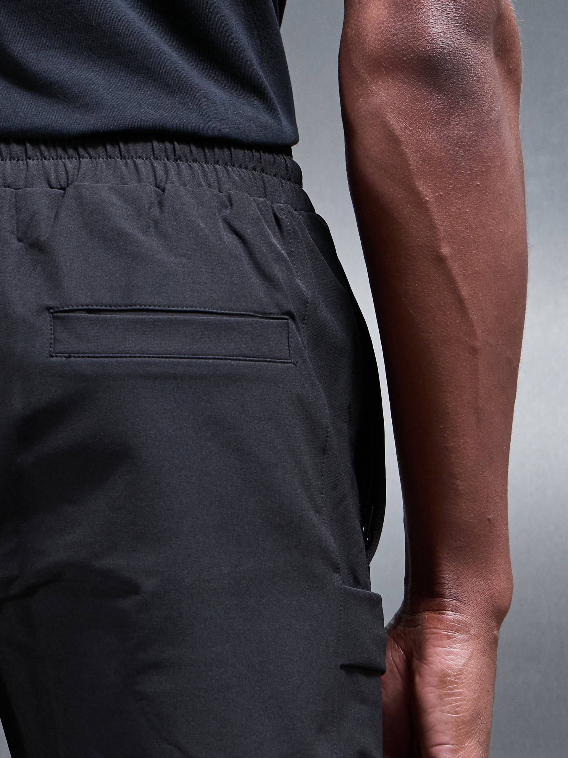 Technical Tailored Cargo Short in Black
