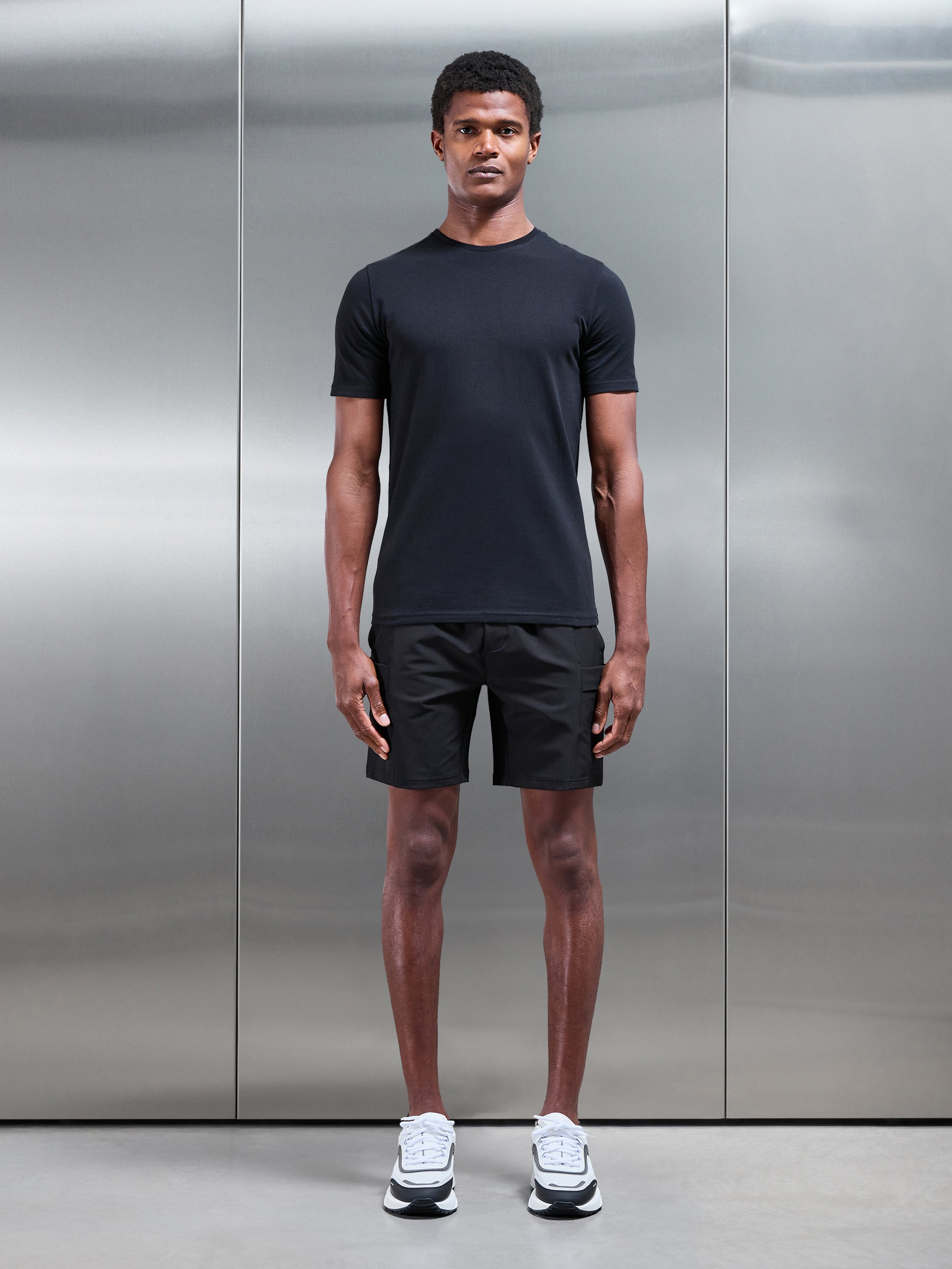 Technical Tailored Cargo Short in Black