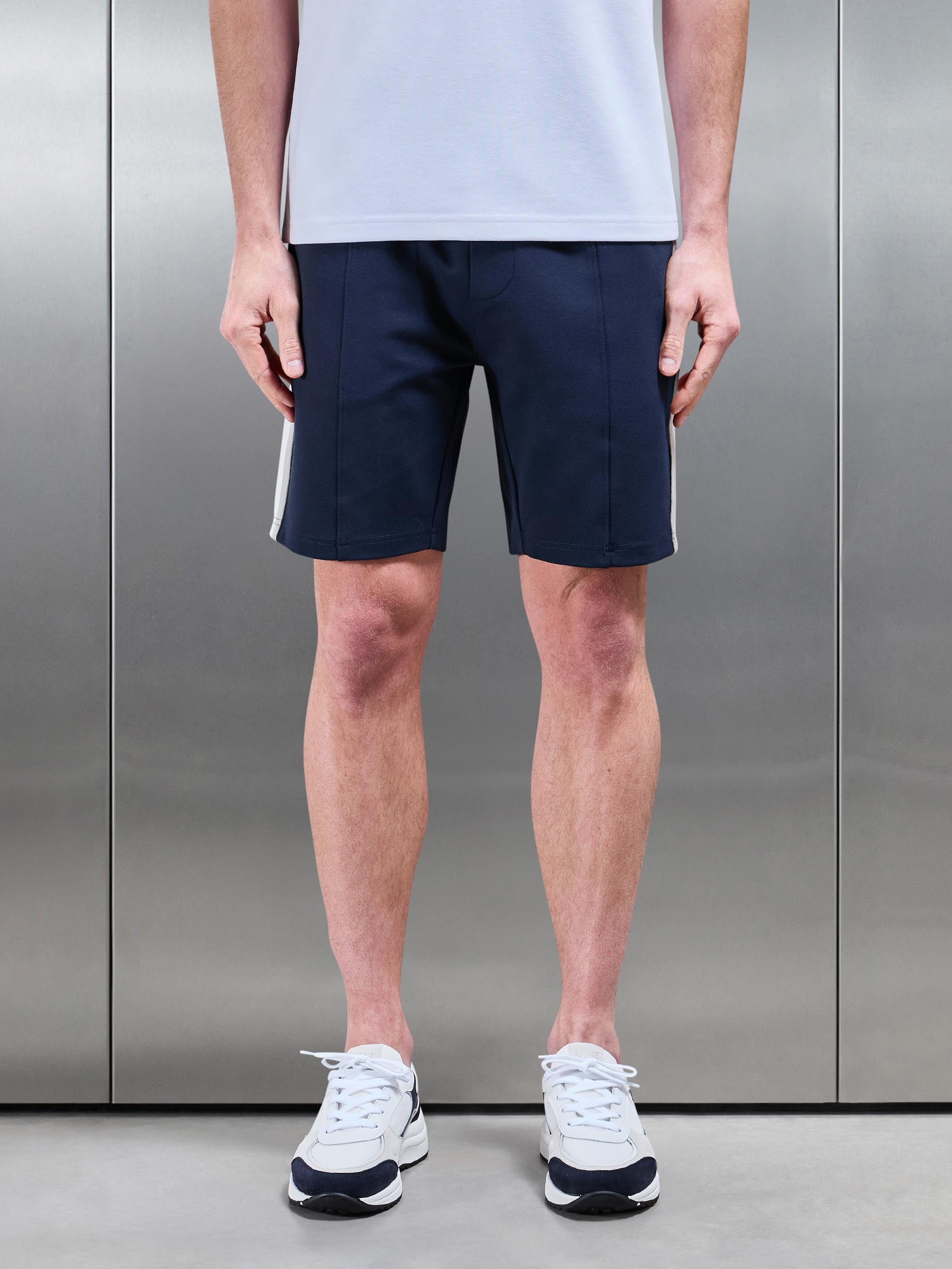 Technical Jersey Side Stripe Short in Navy