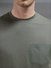 Technical Cotton Stretch Pocket T-Shirt in Sage