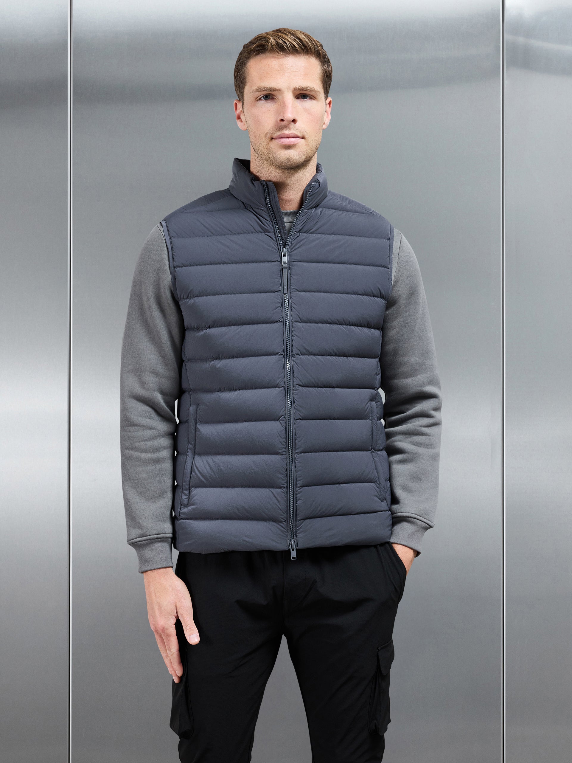 Technical Down Gilet in Grey