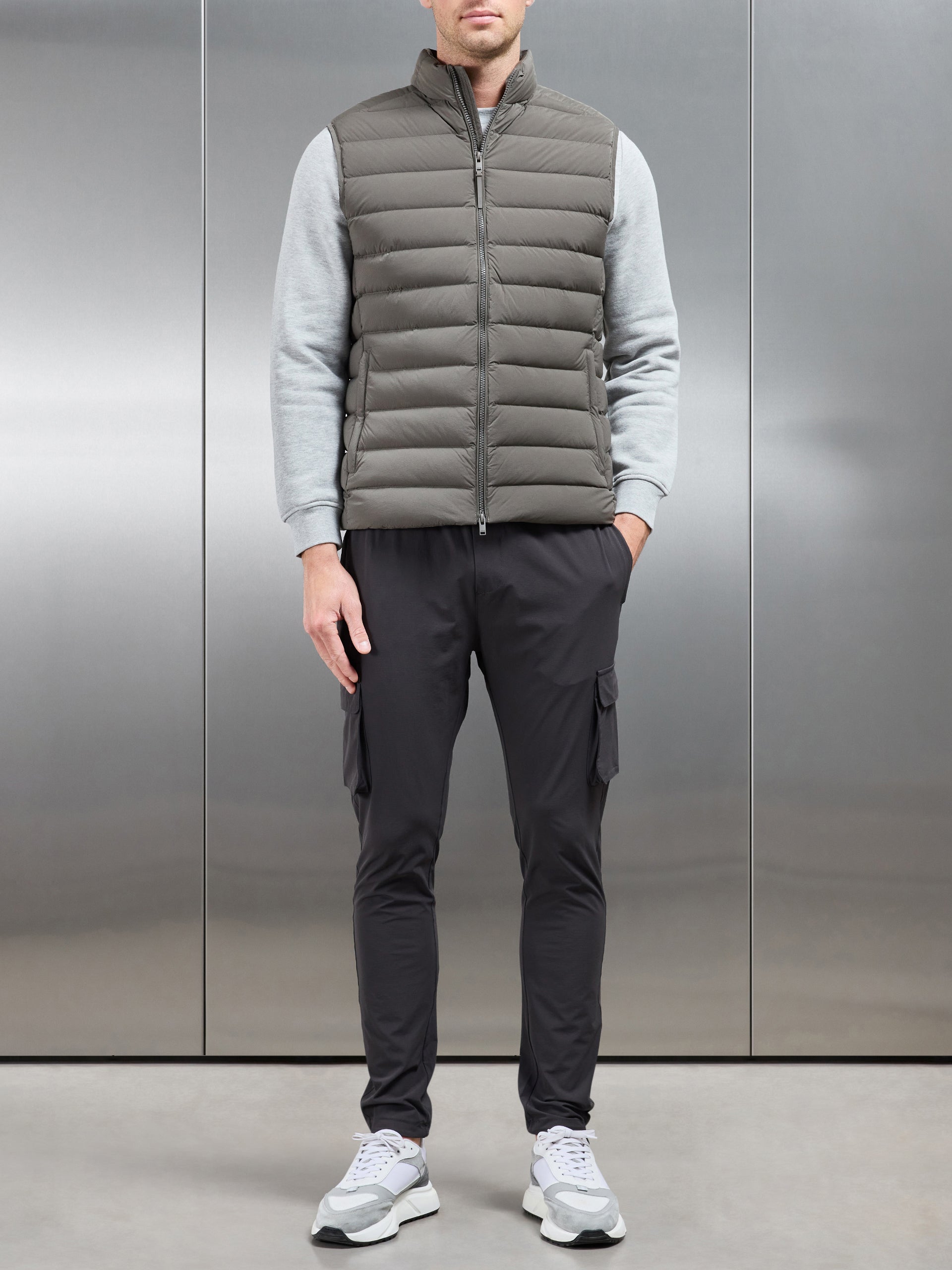 Technical Down Gilet in Olive