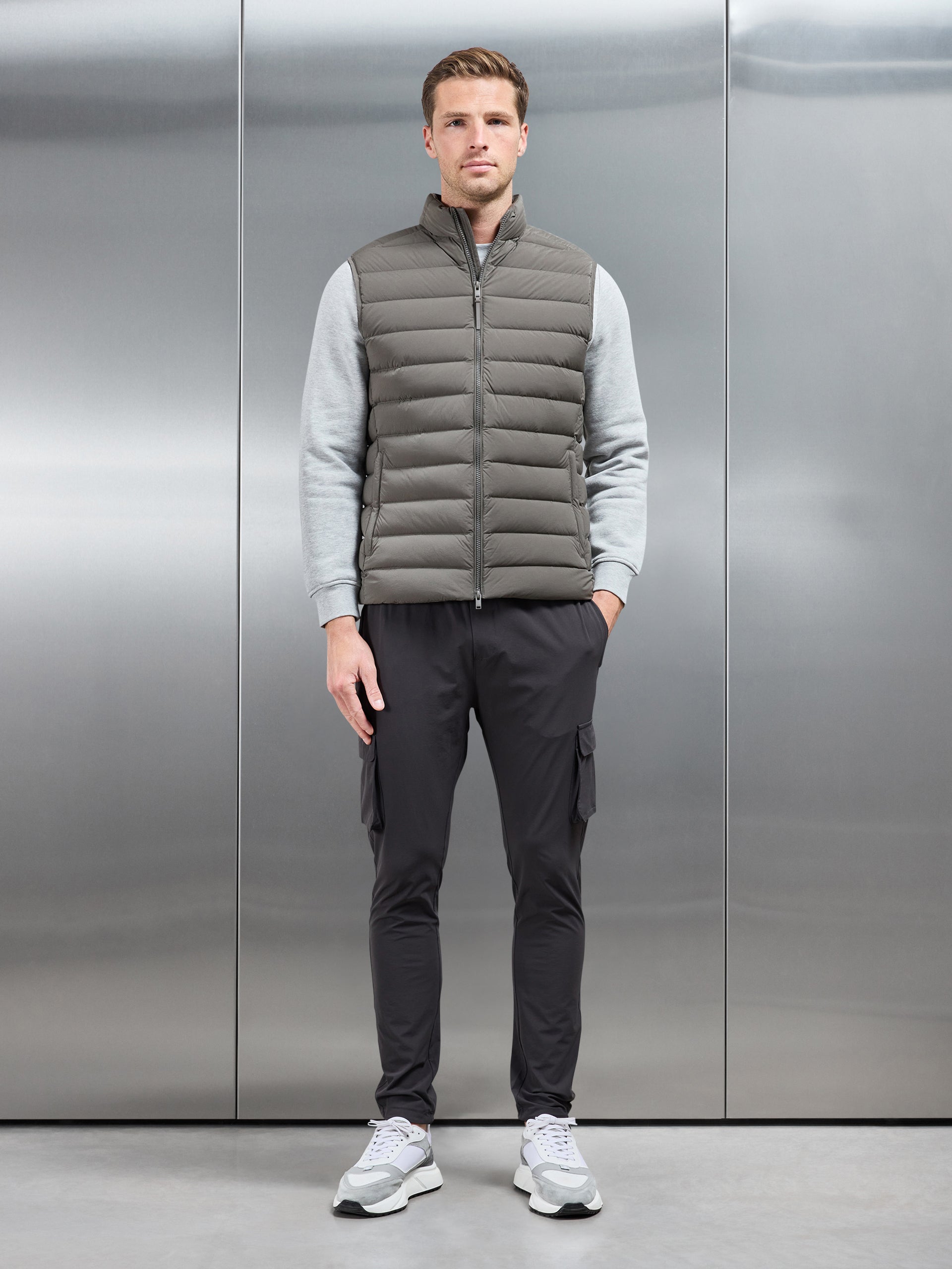 Technical Down Gilet in Olive