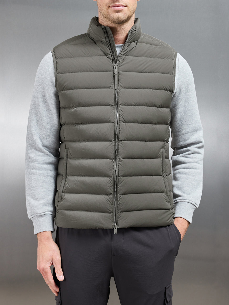 Technical Down Gilet in Olive