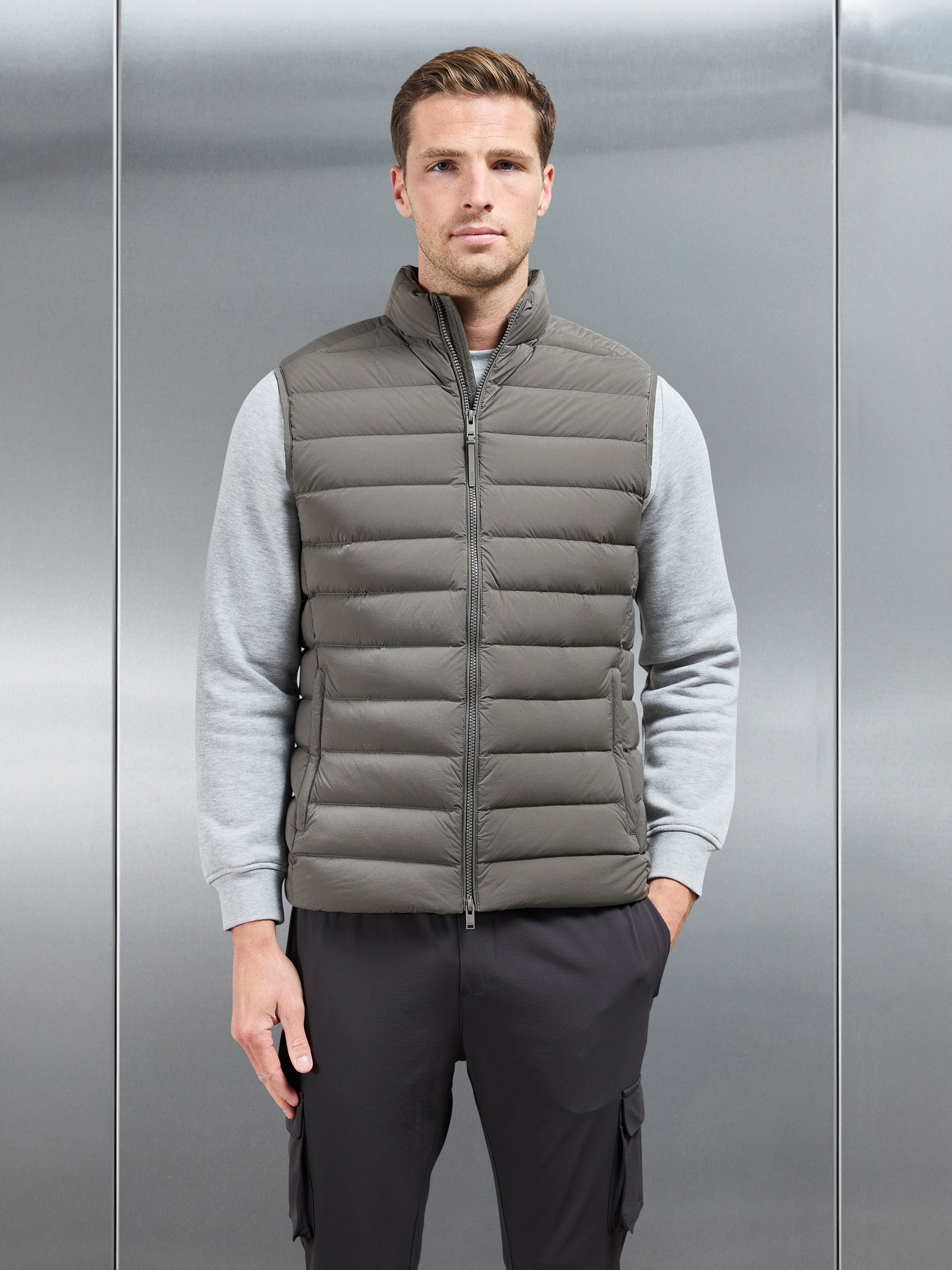 Technical Down Gilet in Olive