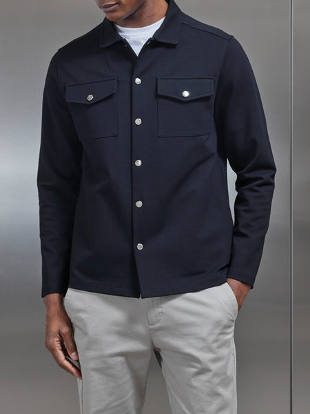 Technical Jersey Overshirt in Black