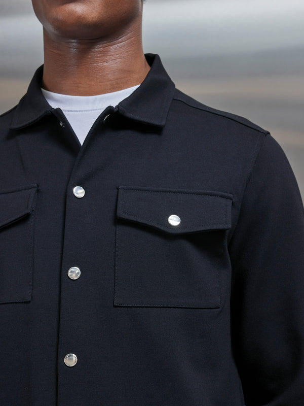 Technical Jersey Overshirt in Black