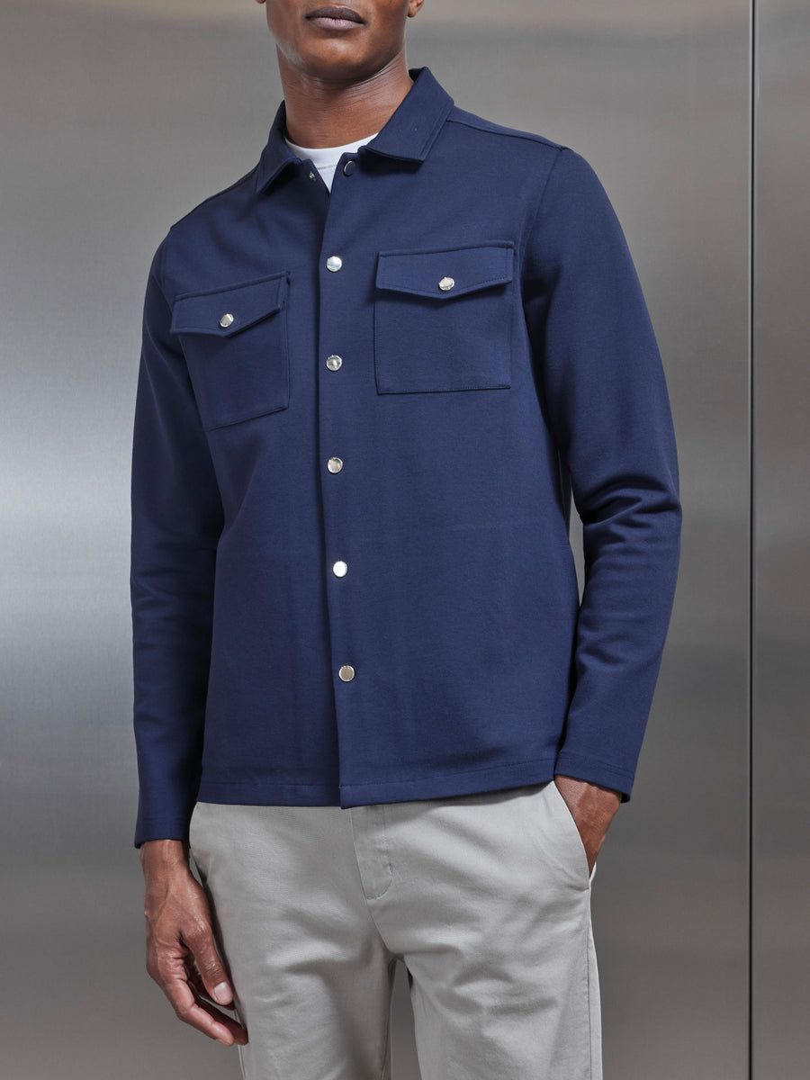 Technical Jersey Overshirt In Navy Arne