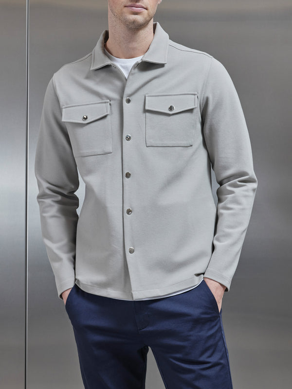 Technical Jersey Overshirt in Stone